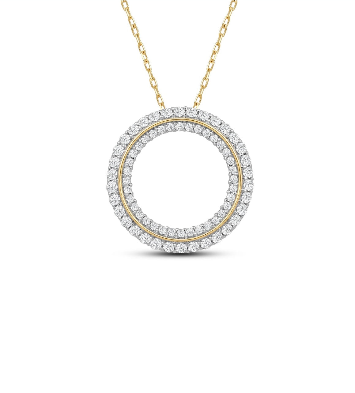 Double Halo Round Diamond Pendant