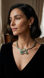 Emerald Serpent Diamond Necklace in 18K Gold | High Jewelry Snake Necklace for Women