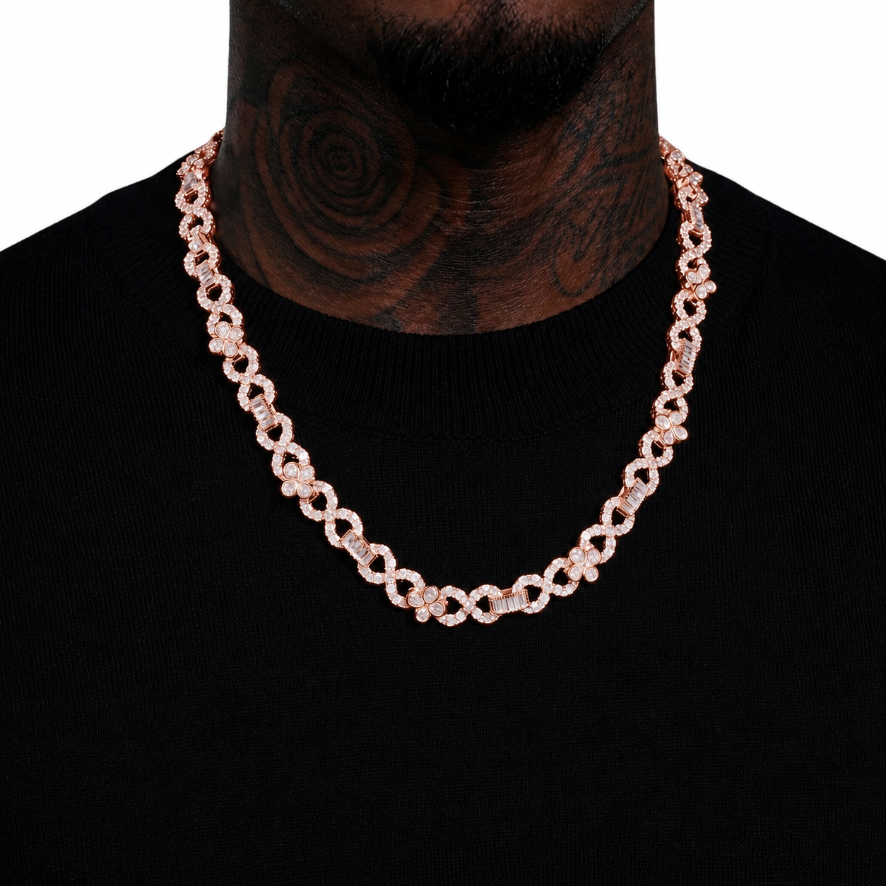 Diamond Floral Link Chain Necklace in 14K Gold