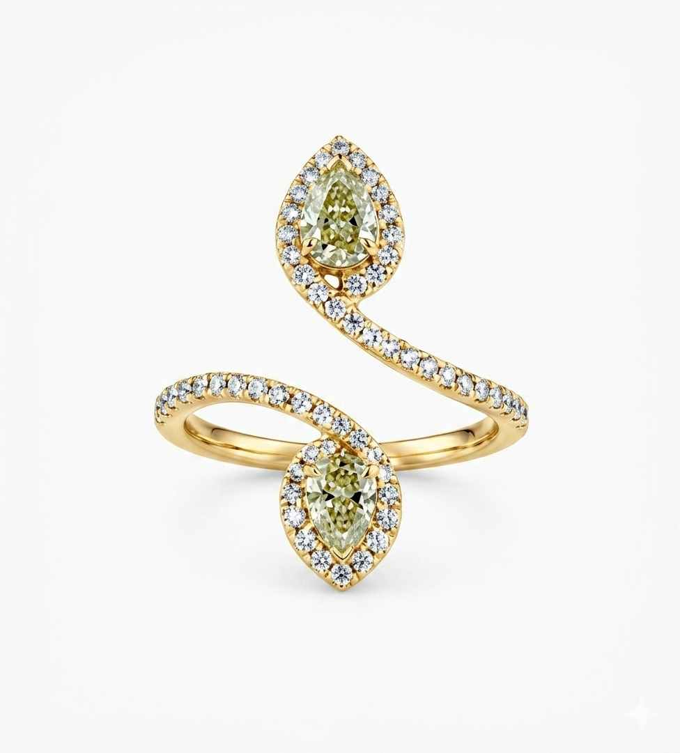 Enchanted Vine Yellow Diamond Wrap Ring