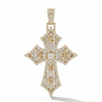 Diamond Gothic Cross Pendant in 18K Gold | Iced Out Designer Cross Necklace for Men