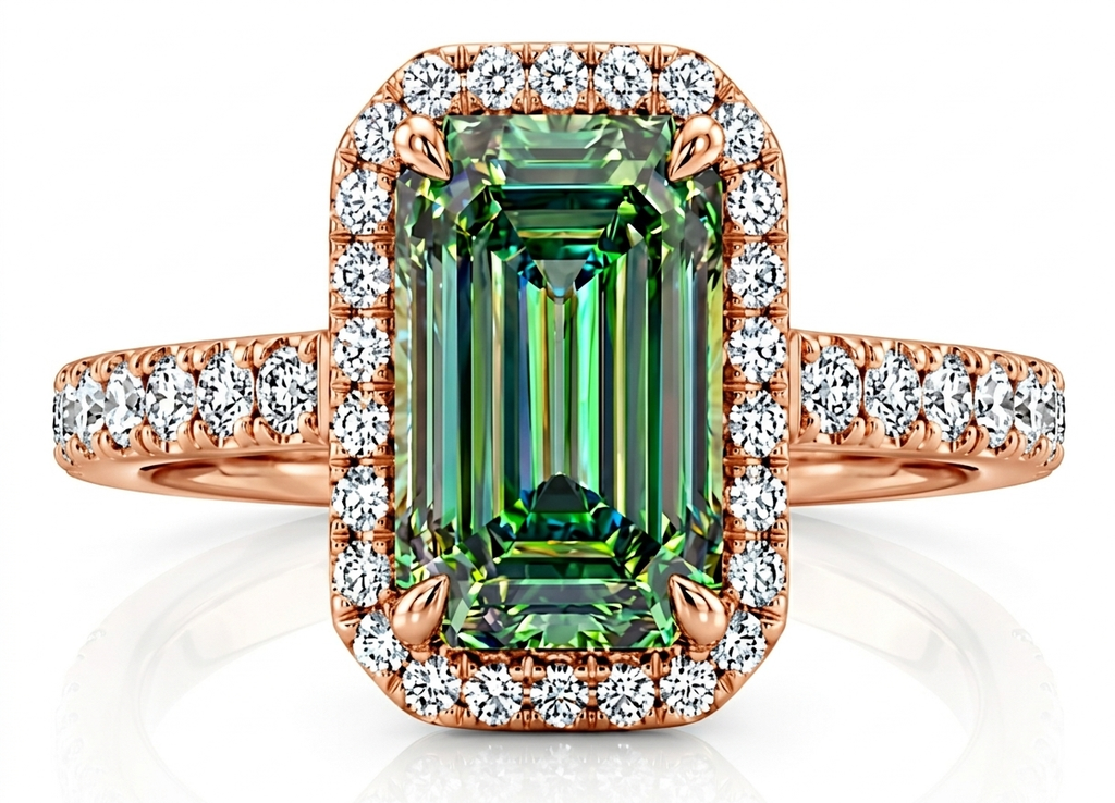 Emerald Luxe Halo Diamond Engagement Ring