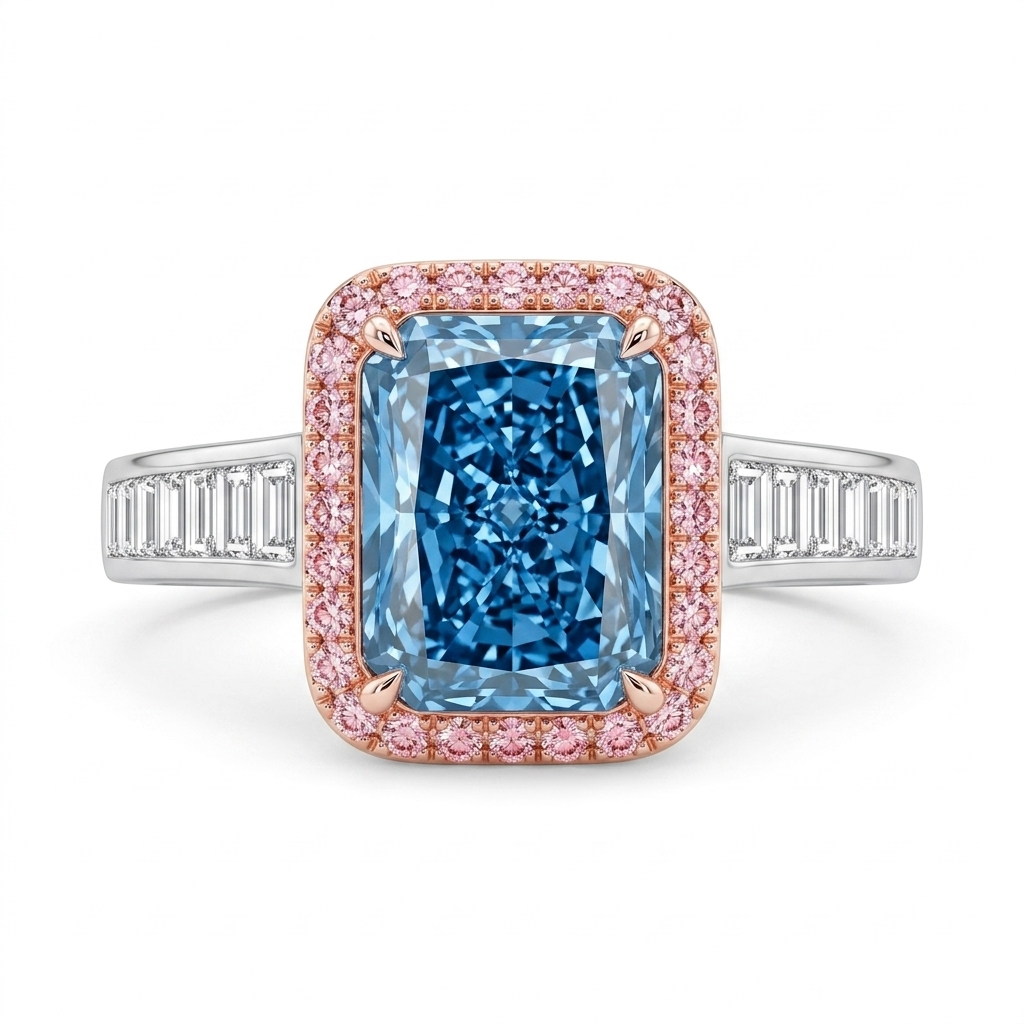 Royal Azure Radiance Halo Diamond Ring