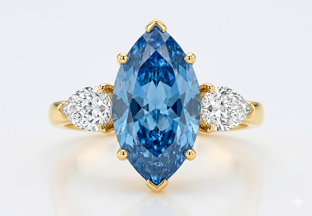 Ocean Majesty Marquise Blue Diamond Ring