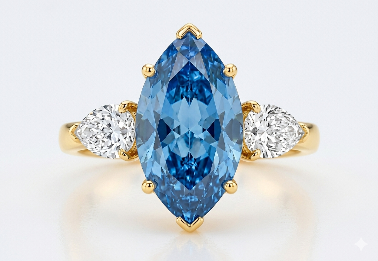 Ocean Majesty Marquise Blue Diamond Ring