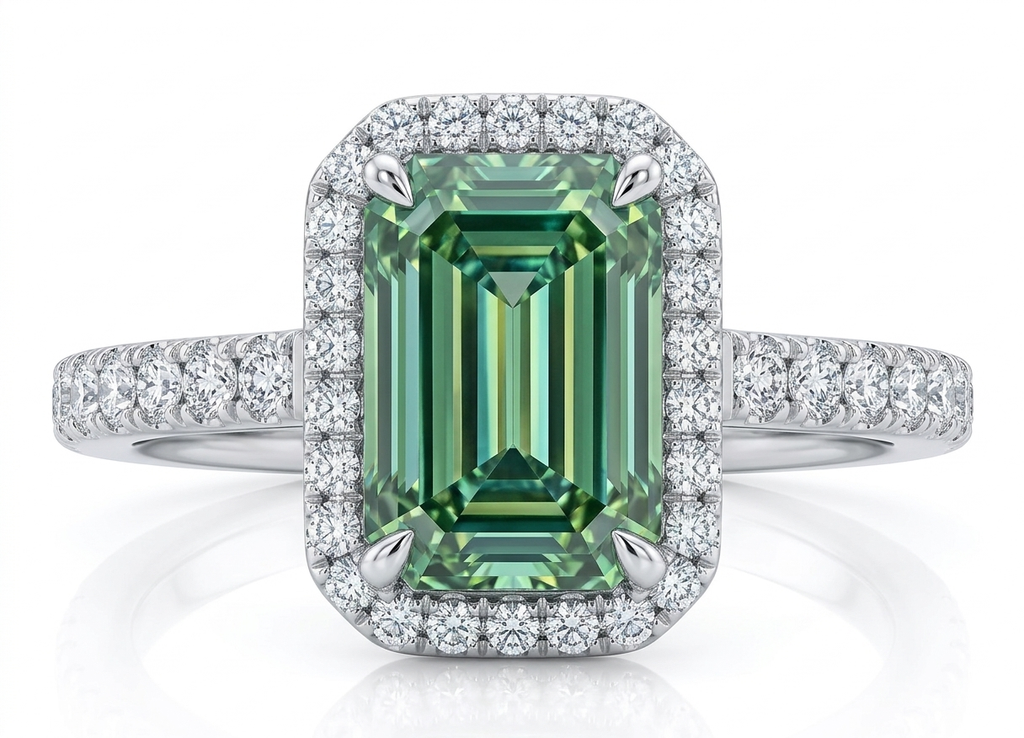 Emerald Luxe Halo Diamond Engagement Ring