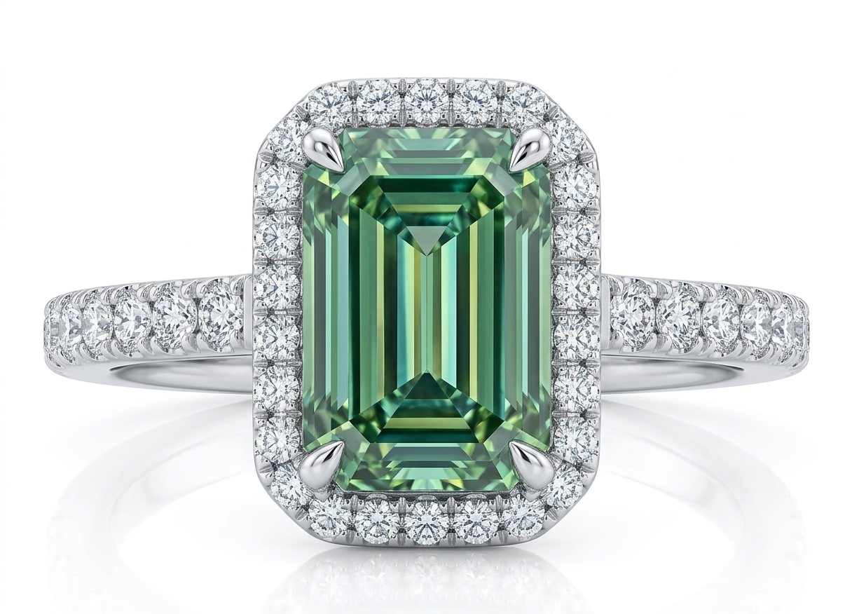 Emerald Luxe Halo Diamond Engagement Ring