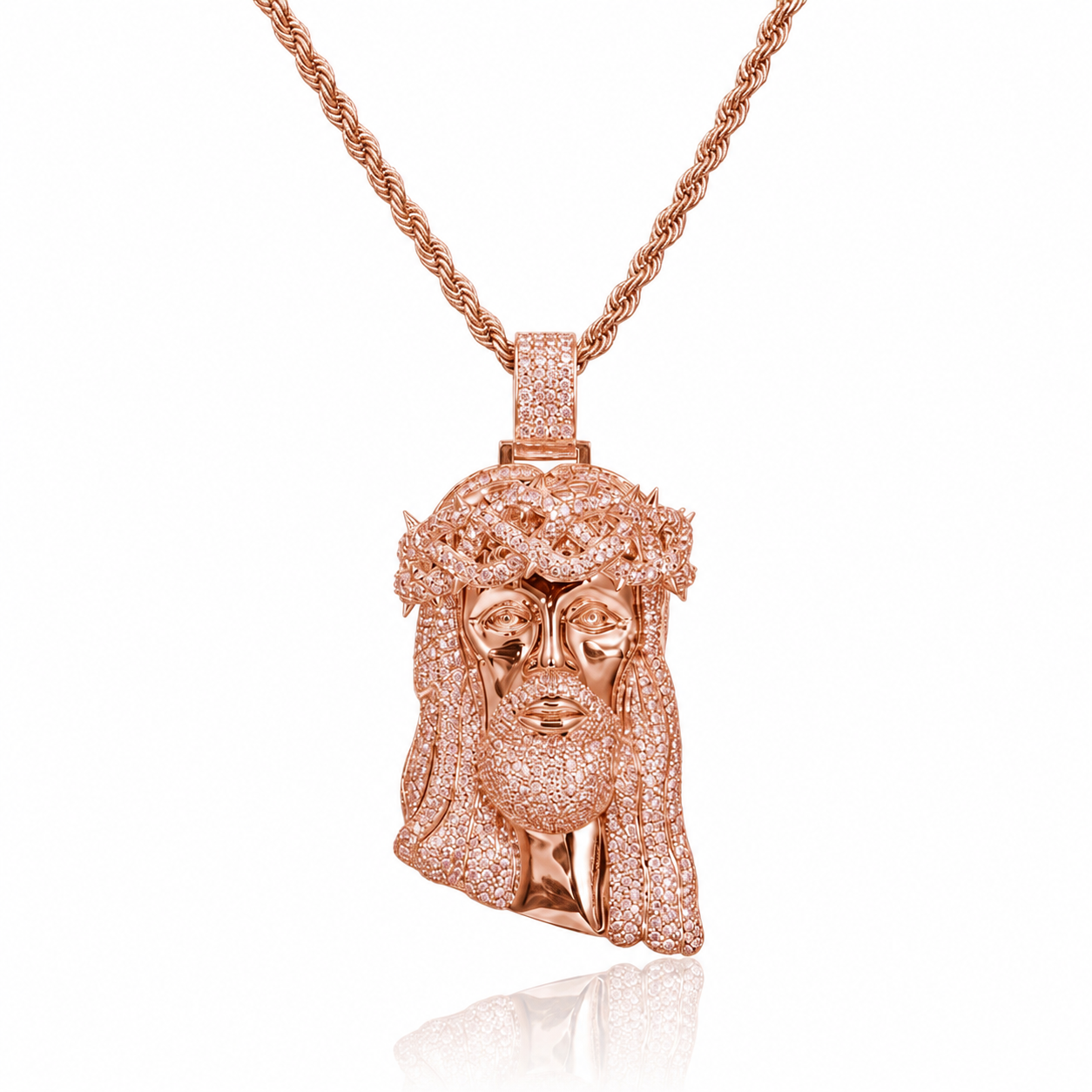Luxury Diamond Jesus Christ Face Pendant in 14K Gold