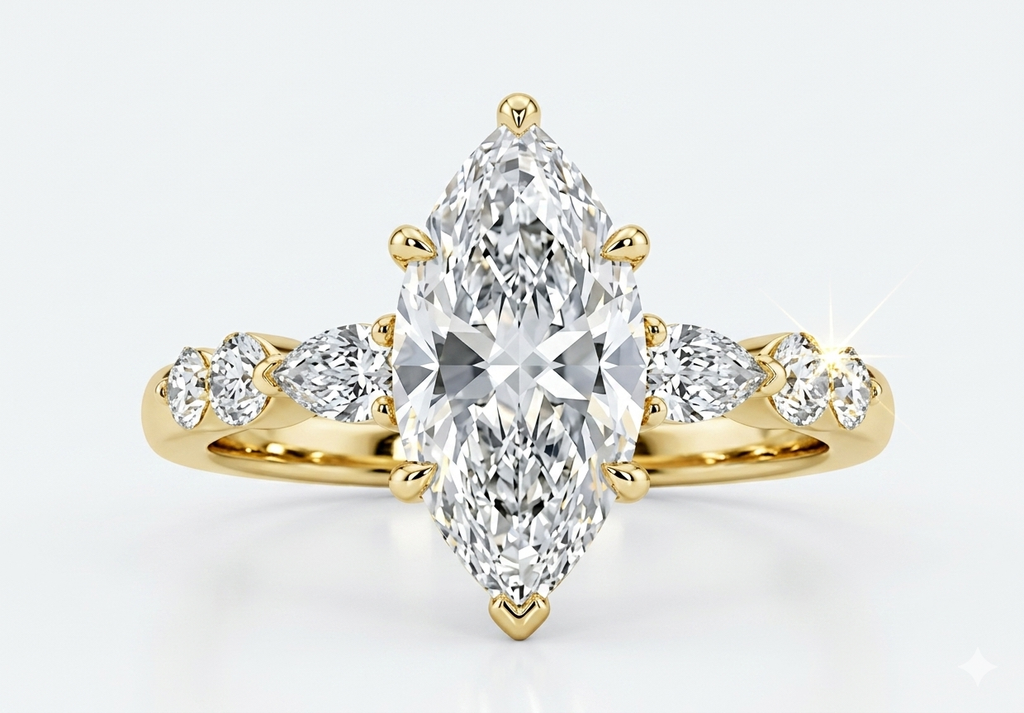 Celestial Marquis Diamond Engagement Ring