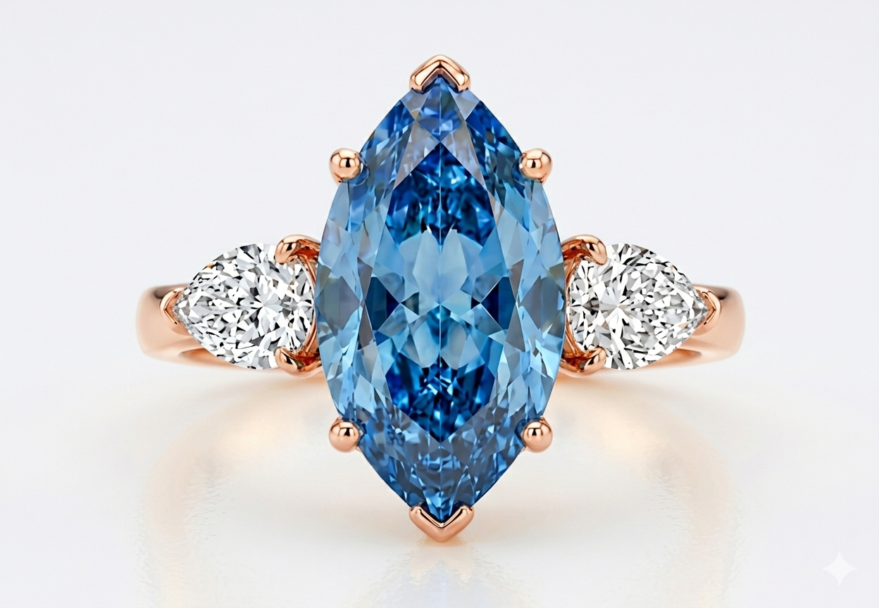 Ocean Majesty Marquise Blue Diamond Ring