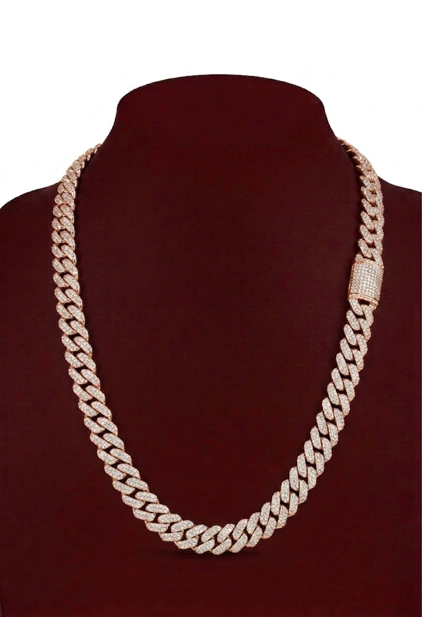 Diamond Cuban Link Chain Necklace in 18K Gold | Iced Out Miami Cuban Chain for Men