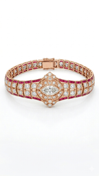 Ruby Diamond Bracelet in 18K Gold | Designer Marquise Diamond Statement Bracelet