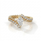 Marquise Cut Diamond Wrap Ring in Solid Gold – Open Band Statement Engagement Ring