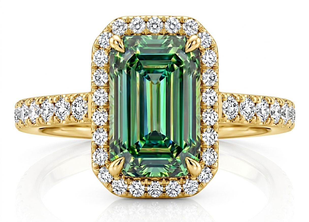 Emerald Luxe Halo Diamond Engagement Ring