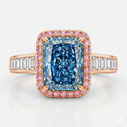 Royal Azure Radiance Halo Diamond Ring