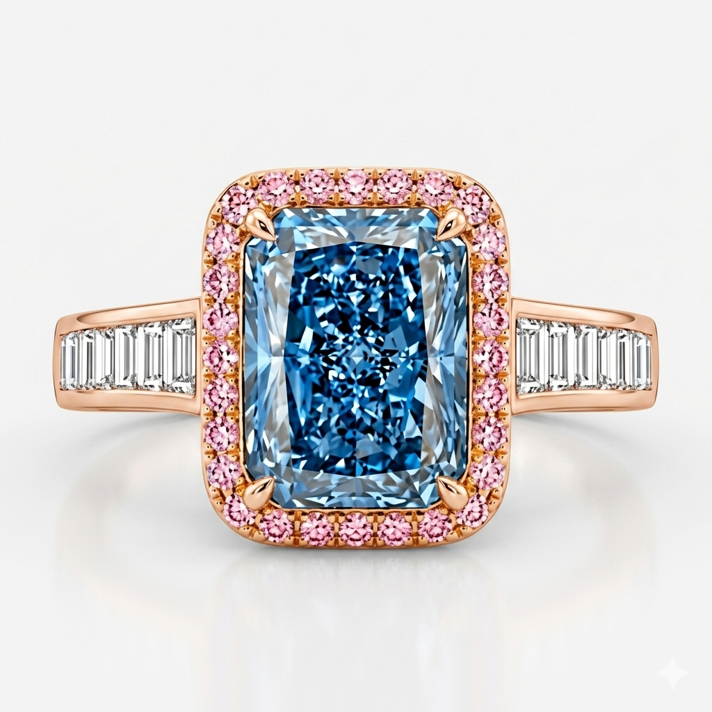 Royal Azure Radiance Halo Diamond Ring