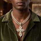 Diamond Gothic Cross Pendant in 18K Gold | Iced Out Designer Cross Necklace for Men