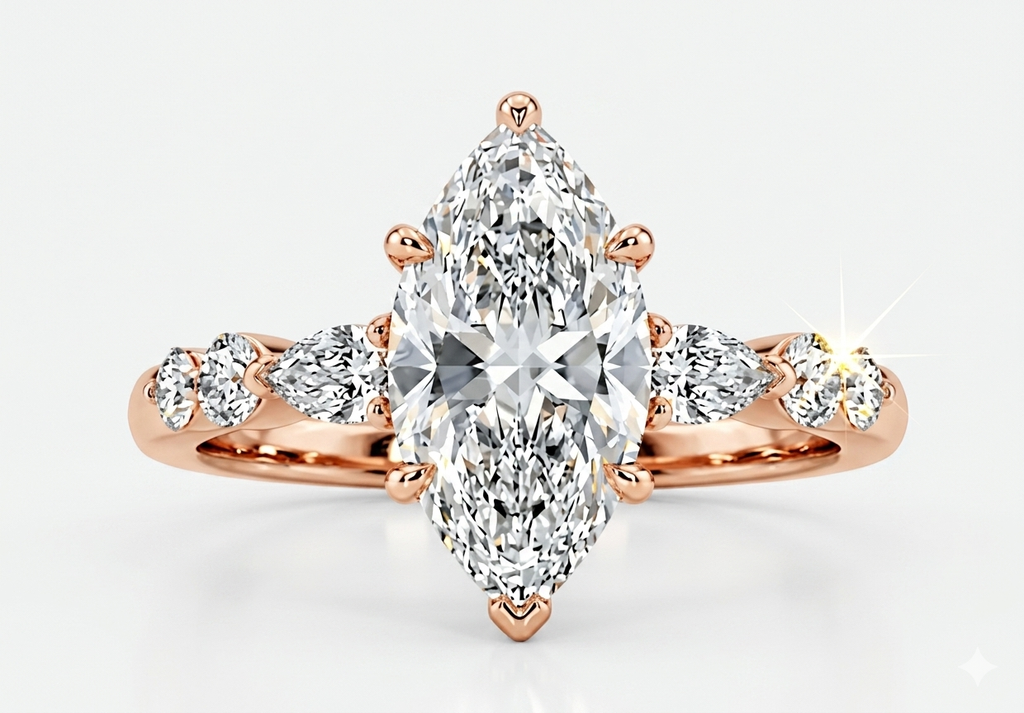Celestial Marquis Diamond Engagement Ring