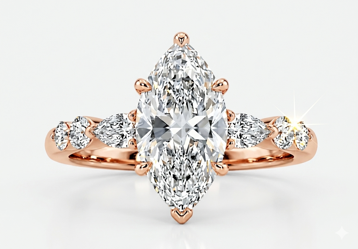 Celestial Marquis Diamond Engagement Ring
