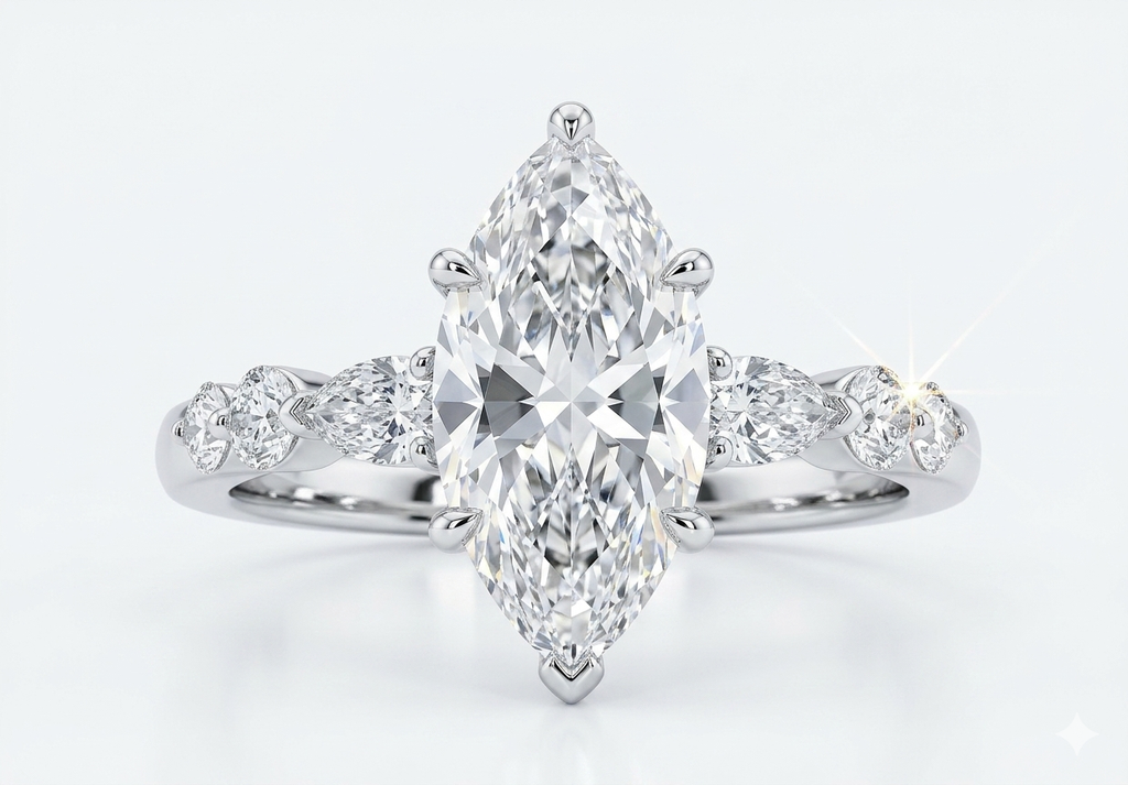 Celestial Marquis Diamond Engagement Ring