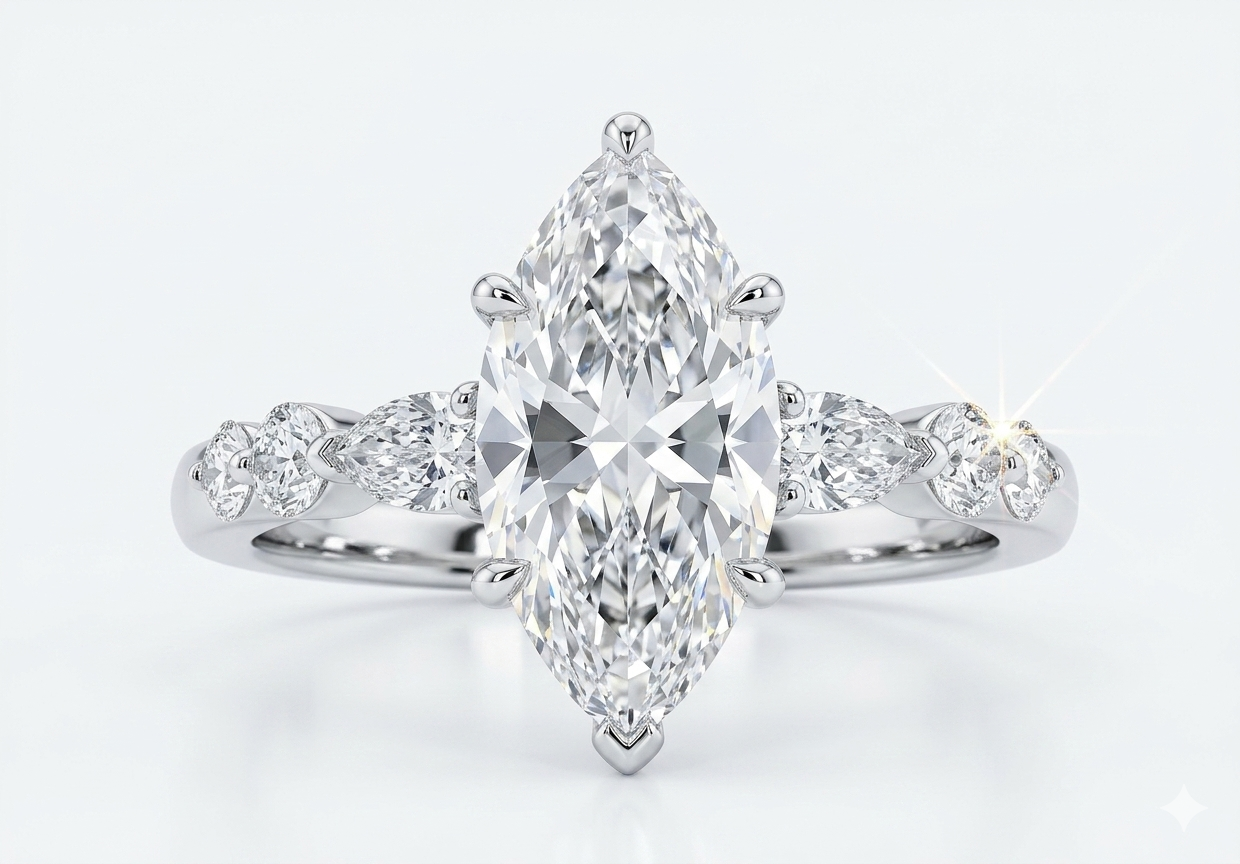 Celestial Marquis Diamond Engagement Ring