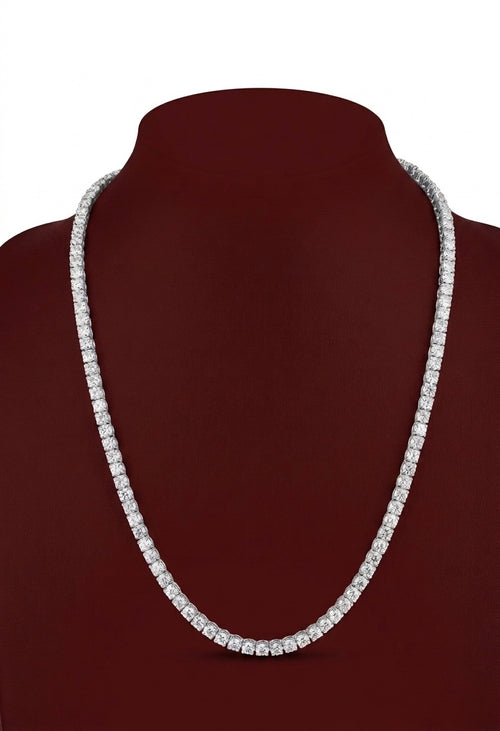 Diamond Tennis Chain Necklace in 18K Gold | Classic Round Cut Diamond Chain for Men & Women