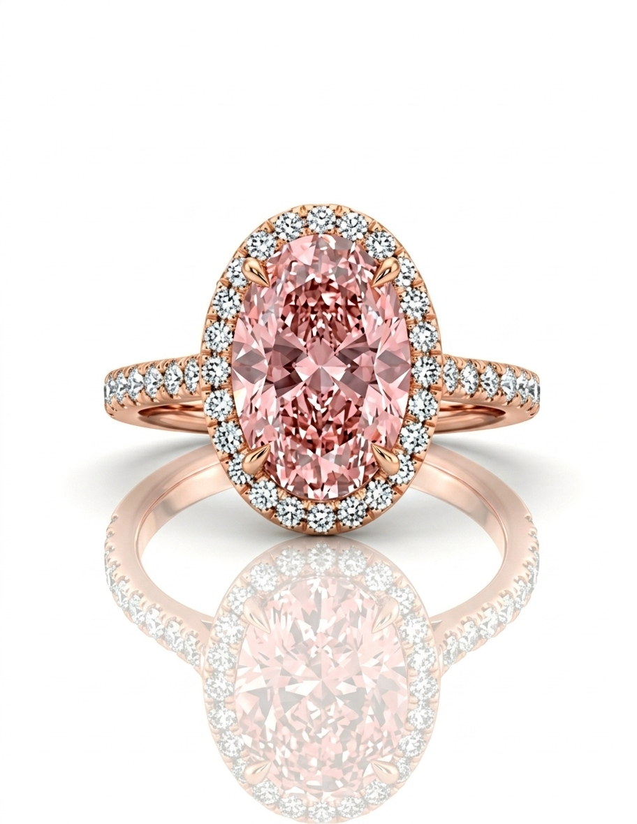 Blush Royale Oval Pink Diamond Halo Ring