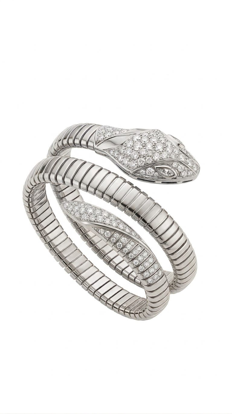 Luxury Serpenti Diamond Wrap Bracelet in 18K Gold | Designer Snake Coil Bracelet for Women
