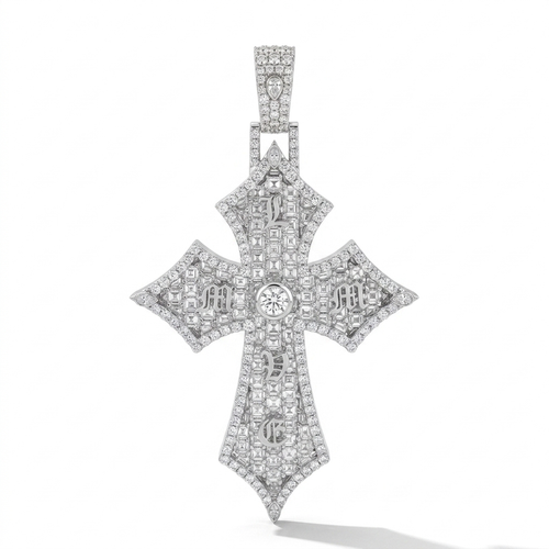 Diamond Gothic Cross Pendant in 18K Gold | Iced Out Designer Cross Necklace for Men