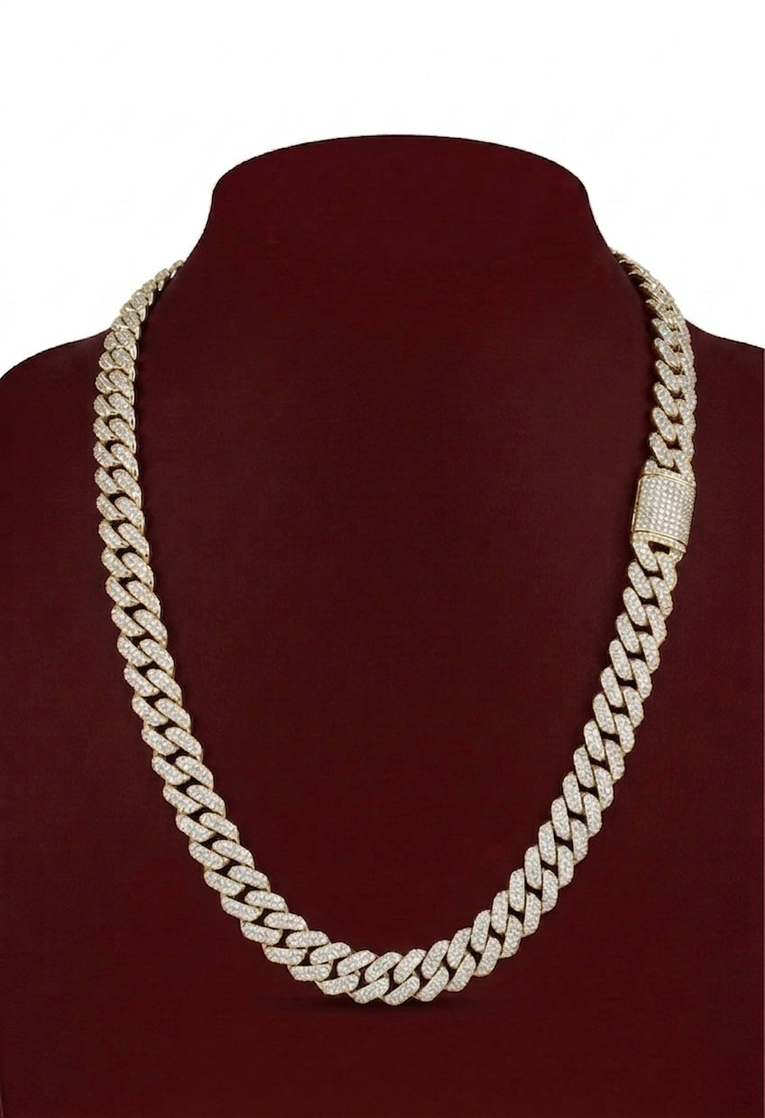 Diamond Cuban Link Chain Necklace in 18K Gold | Iced Out Miami Cuban Chain for Men