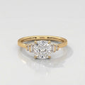 Cushion Cut Diamond Engagement Ring in Solid Gold with Baguette Side Stones