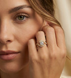 Luxury Swirl Halo Diamond Engagement Ring – Twisted Pave Band Bridal Ring