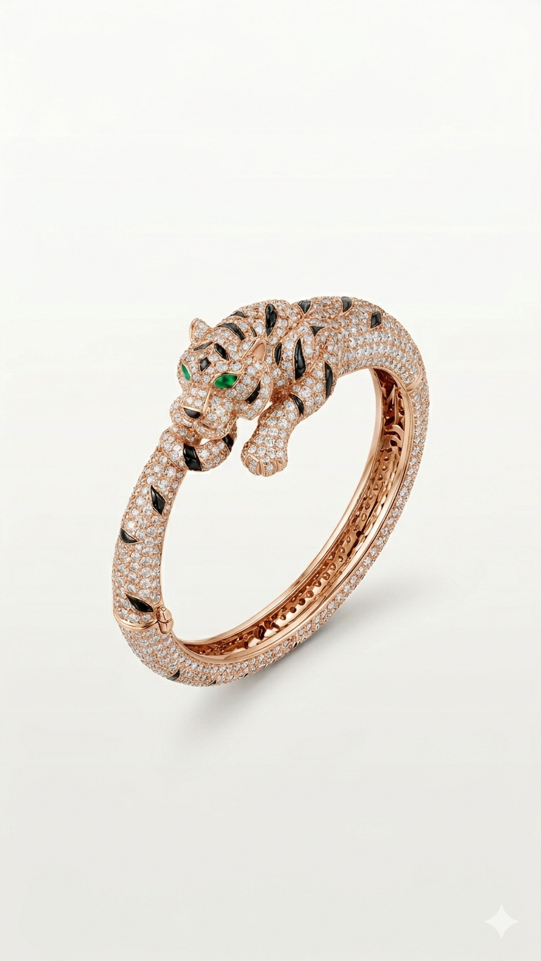 Panther Diamond bracelet in 18K Gold | Designer Leopard Cuff Bracelet for Women