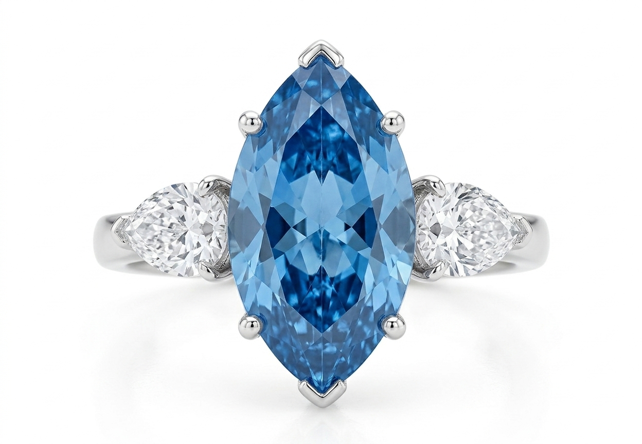 Ocean Majesty Marquise Blue Diamond Ring