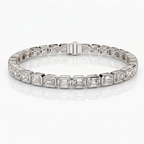 Natural Emerald Cut Diamond Tennis Bracelet in Solid 14K Yellow Gold
