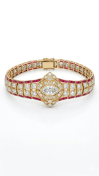 Ruby Diamond Bracelet in 18K Gold | Designer Marquise Diamond Statement Bracelet