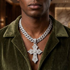 Diamond Gothic Cross Pendant in 18K Gold | Iced Out Designer Cross Necklace for Men