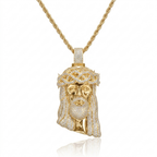 Luxury Diamond Jesus Christ Face Pendant in 14K Gold