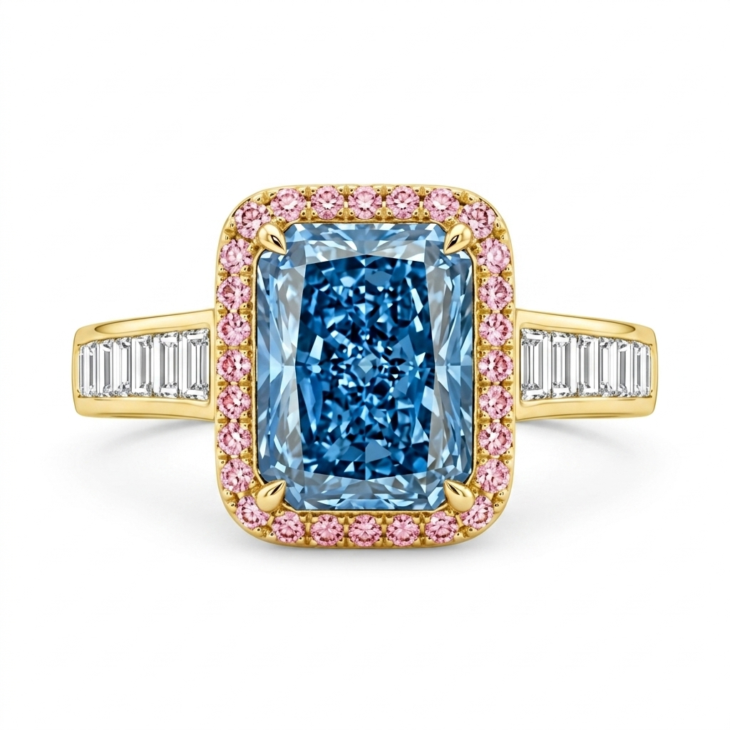 Royal Azure Radiance Halo Diamond Ring