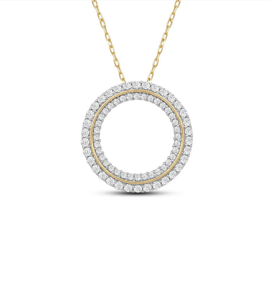 Double Halo Round Diamond Pendant