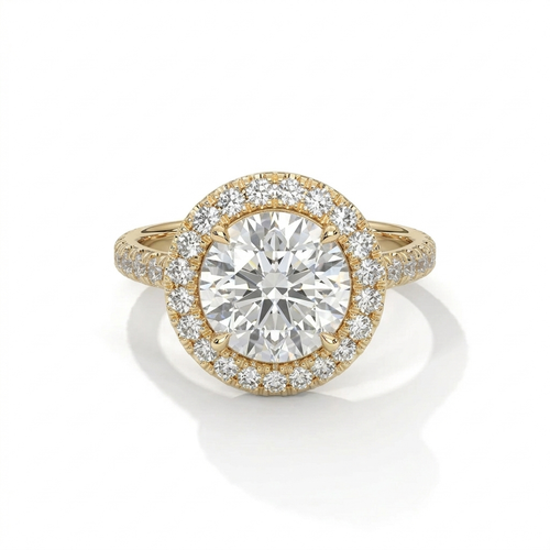 Round Solitaire Halo Ring