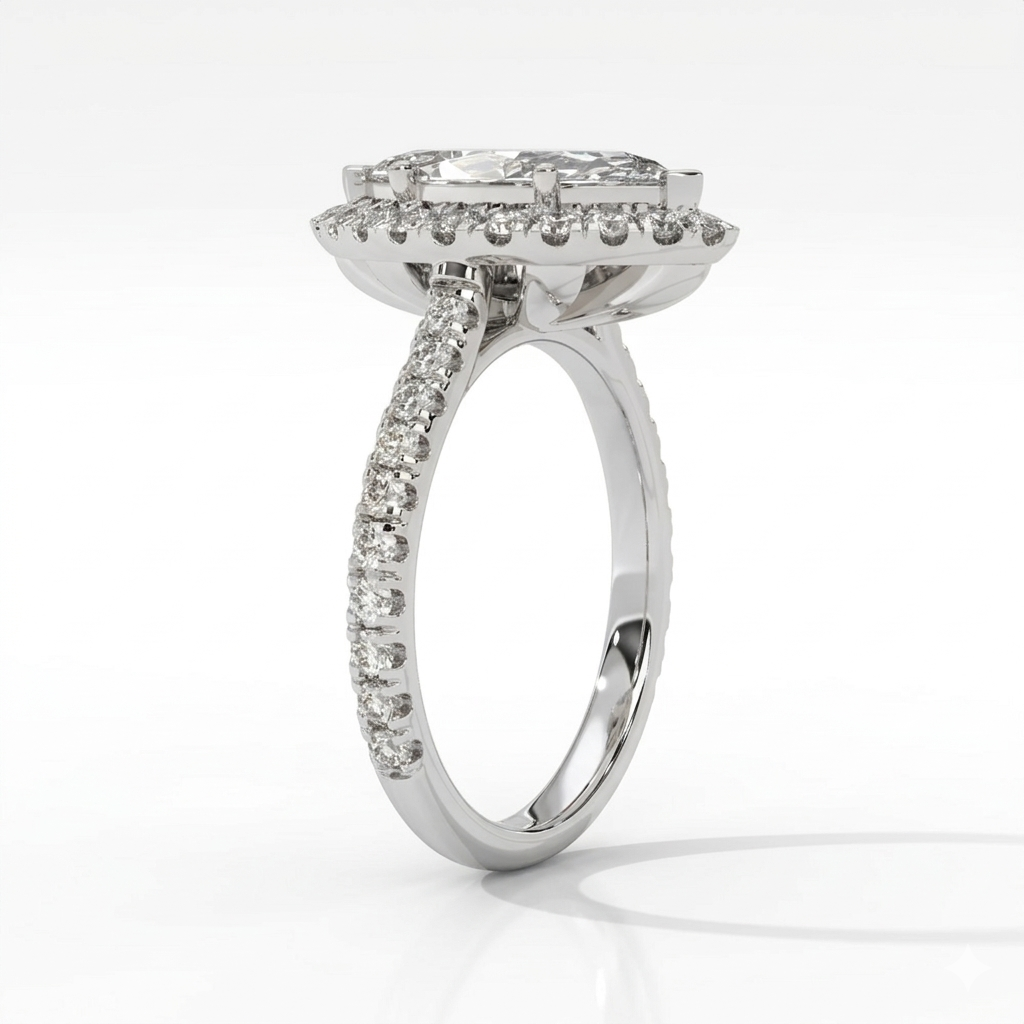 Round Solitaire Halo Ring