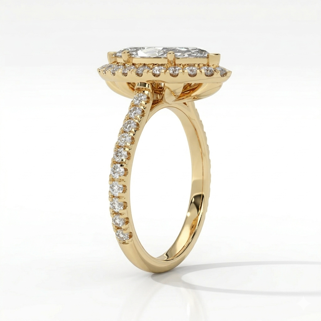 Round Solitaire Halo Ring