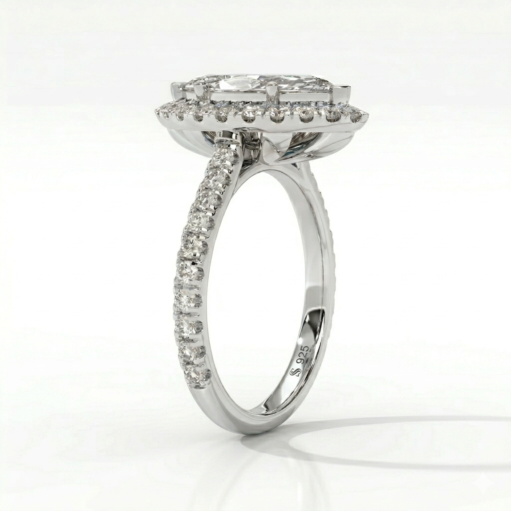 Round Solitaire Halo Ring