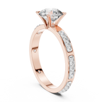 Round Cut Diamond Engagement Ring – Side Stone Band