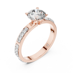 Round Cut Diamond Engagement Ring – Side Stone Band