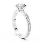 Round Cut Diamond Engagement Ring – Side Stone Band