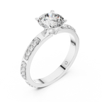 Round Cut Diamond Engagement Ring – Side Stone Band
