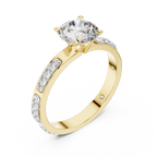 Round Cut Diamond Engagement Ring – Side Stone Band