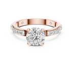 Round Cut Diamond Engagement Ring – Side Stone Band